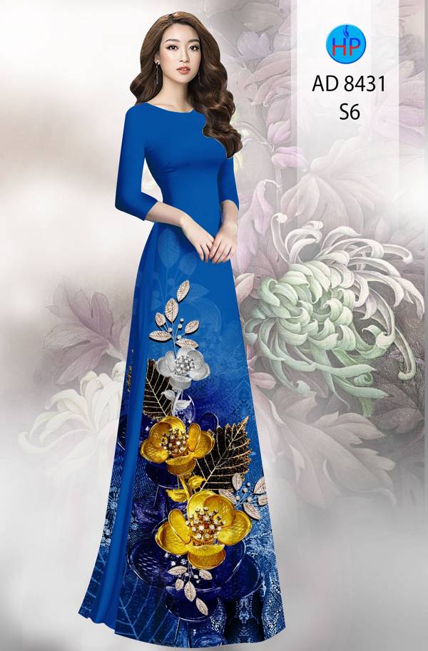 Vải Áo Dài Hoa In 3D AD 8431 50